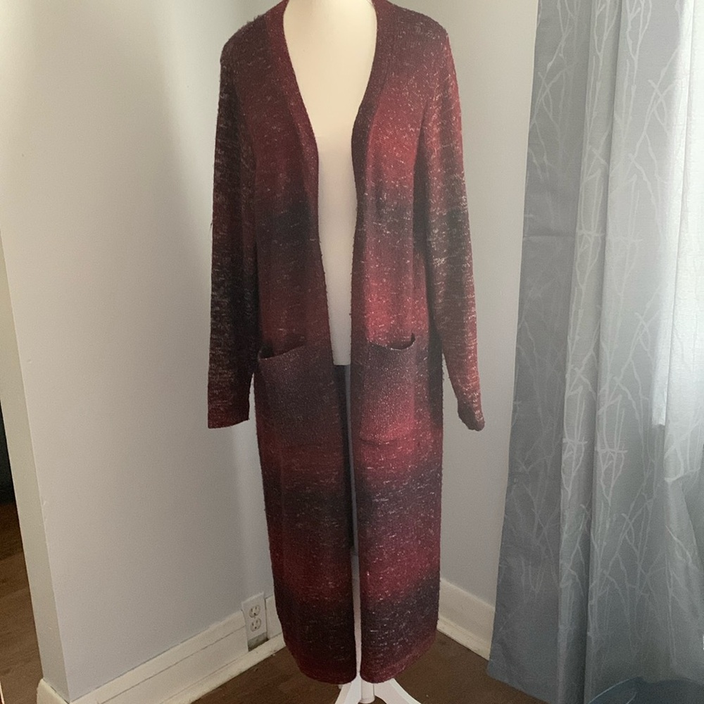 Long fine-knit cardigan/ duster
